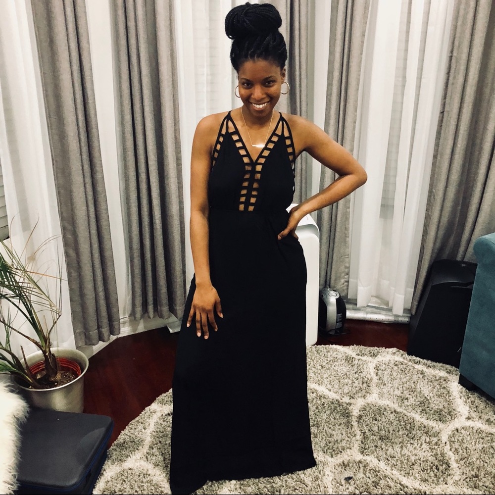 LAST 1 • Plunging Open Back Maxi Dress - Picture 2 of 3